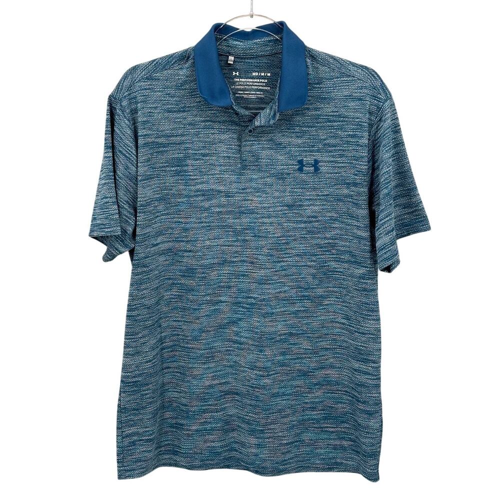 Under Armour Shirt Mens Medium Teal The Performance Polo Stretch Workout Active‎